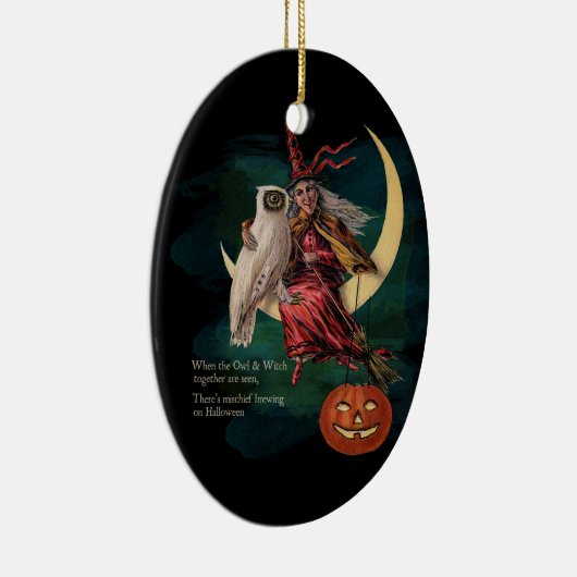  Halloween Owl en heks Ornament (Rechts)