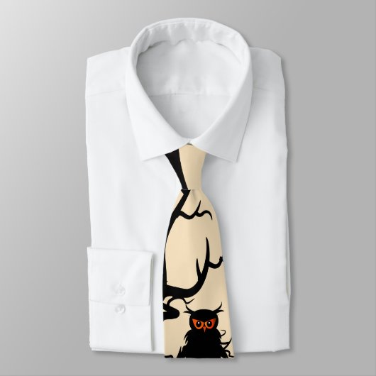 Halloween Owl en Jack O Lantern Stropdas (Gebonden)