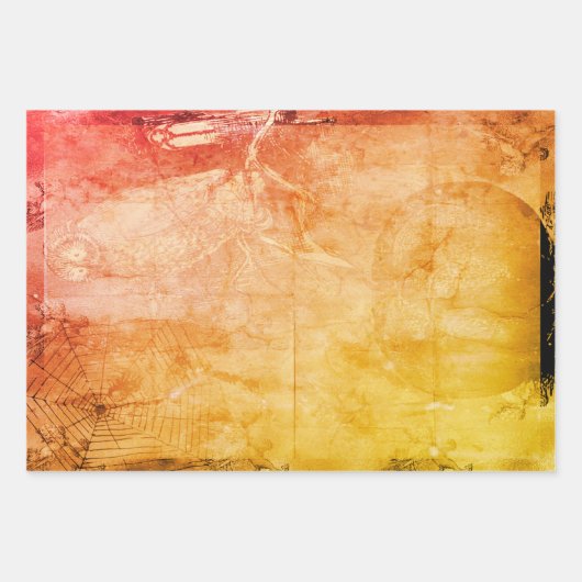 Halloween Owl en Pumpkin  Creepy Inpakpapier Vel (Voorkant 3)