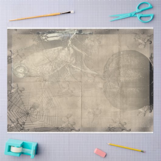 Halloween Owl en Pumpkin  Creepy Tissuepapier (Craft)