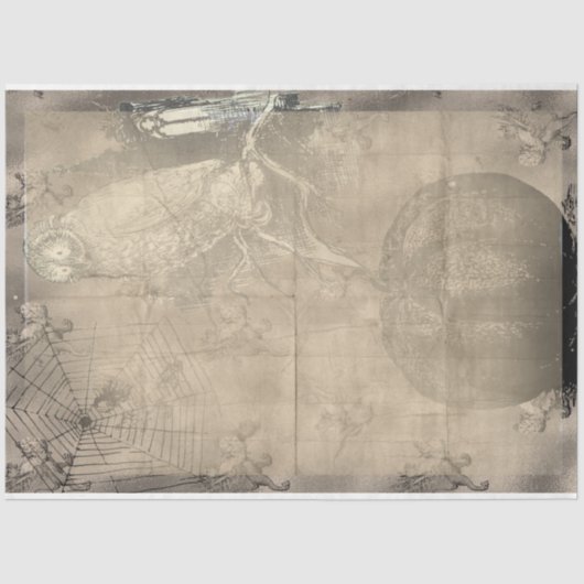 Halloween Owl en Pumpkin  Creepy Tissuepapier (Voorkant)