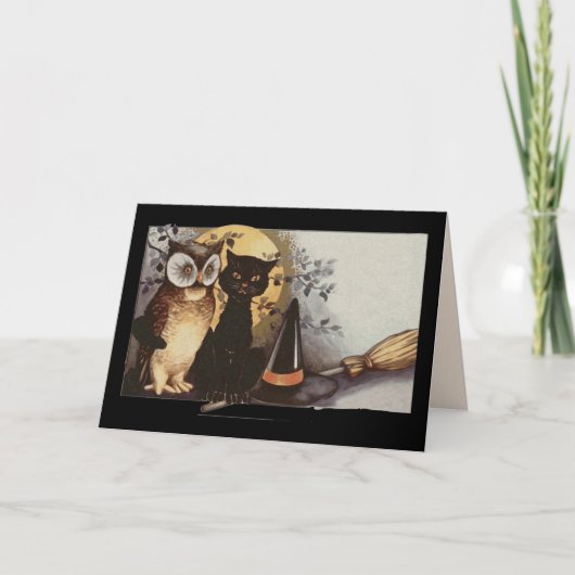 halloween owl en wenskaart van katten kaart (Voorkant)