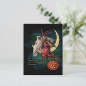  Halloween Owl en Witch Briefkaart (Staand voorkant)