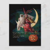  Halloween Owl en Witch Briefkaart (Voorkant)