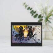 Halloween Owl en zwarte katten Briefkaart (Staand voorkant)