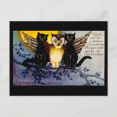 Halloween Owl en zwarte katten Briefkaart (Voorkant)