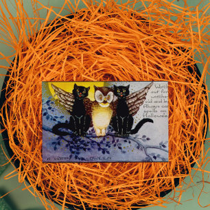 Halloween Owl en zwarte katten Rechthoekige Sticker