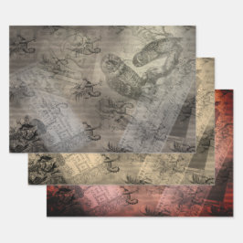 Halloween Owl Familie  Ephemera Inpakpapier Vel