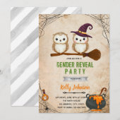 Halloween owl gender onthullen uitnodiging (Voorkant / Achterkant)