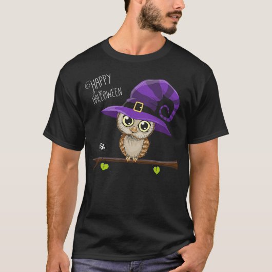 Halloween Owl Happy Halloween T-shirt (Voorkant)