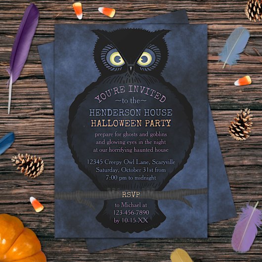 Halloween Owl Haunted House Party Creepy Scary Fog Kaart