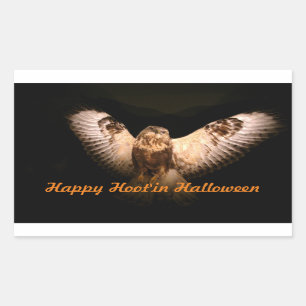 Halloween Owl in flight Rechthoekige Sticker