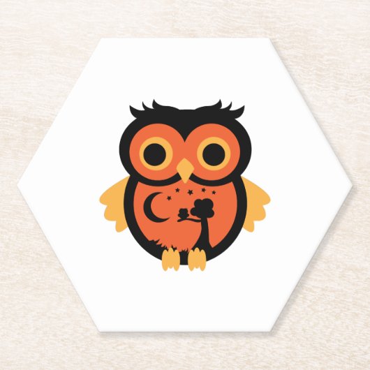 Halloween Owl Kartonnen Onderzetters (Voorkant)