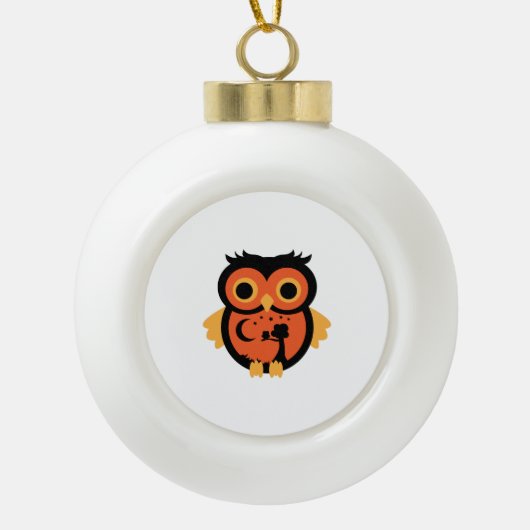 Halloween Owl Keramische Bal Ornament (Voorkant)