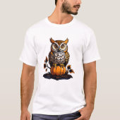 Halloween Owl met pompoen T-shirt (Voorkant)