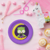 Halloween Owl Moon Paarse Polka Dot Fun Party Papieren Bordje (Feest)