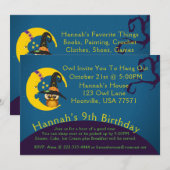 Halloween Owl Moon Slumber Party Uitnodiging (Voorkant / Achterkant)