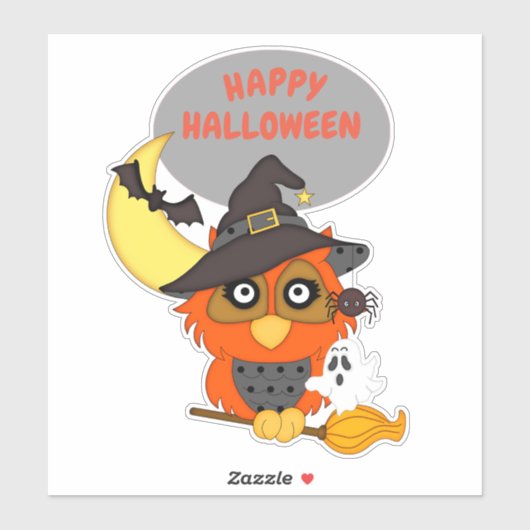 Halloween Owl op Broom Sticker (Vel)