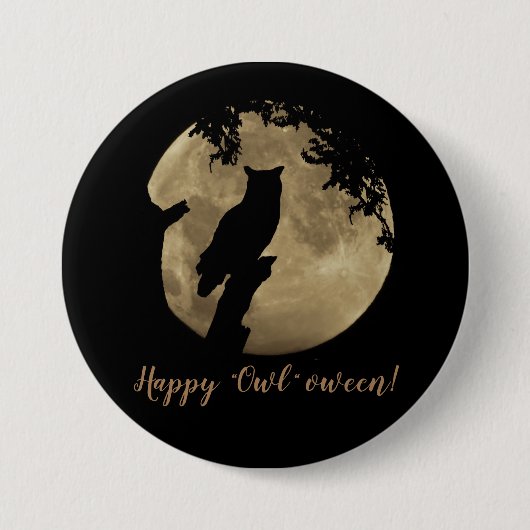 Halloween Owl Ronde Button 7,6 Cm (Voorkant)