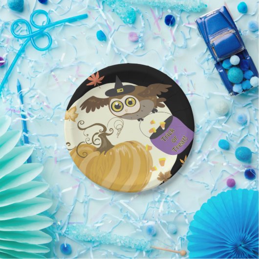 Halloween Owl Trick or treat! Papieren Bordje (Feest)