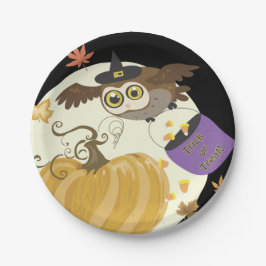 Halloween Owl Trick or treat! Papieren Bordje