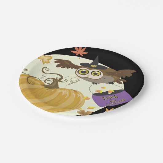 Halloween Owl Trick or treat! Papieren Bordje (Gekanteld)