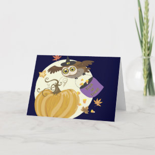 Halloween Owl Trick or treat Wenskaart Kaart