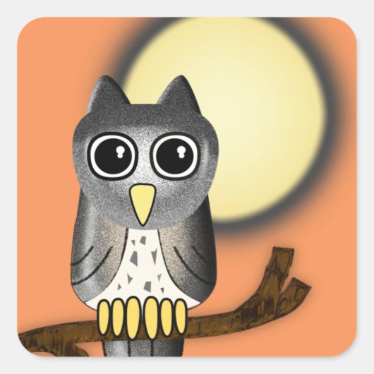 Halloween Owl Vierkante Sticker (Voorkant)