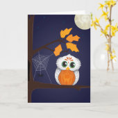 Halloween Owl Wenskaart Kaart (Gele Bloem)