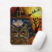 Halloween Owl Witch Mousepad Muismat (Met muis)