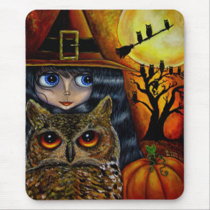Halloween Owl Witch Mousepad Muismat