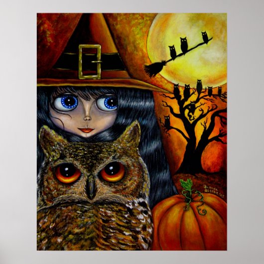 Halloween Owl Witch Poster (Voorkant)