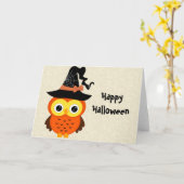 Halloween Owl with Witch Hat Kaart (Gele Bloem)