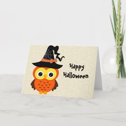 Halloween Owl with Witch Hat Kaart (Voorkant)