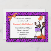 Halloween Owls Birthday Invitation Kaart (Voorkant)