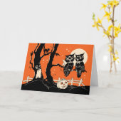 Halloween Owls Card Kaart (Gele Bloem)