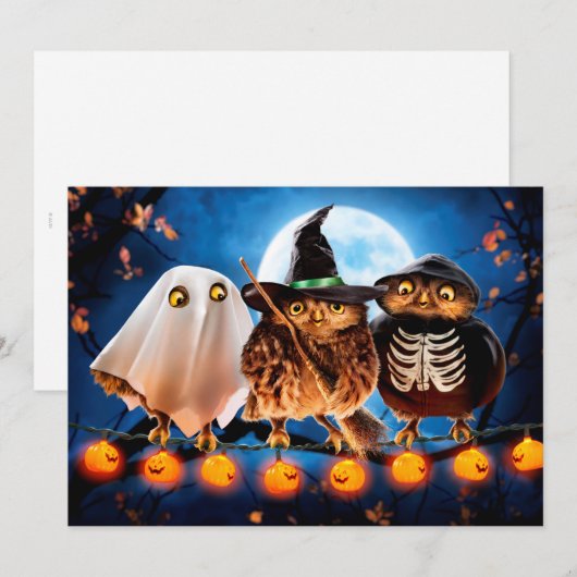 Halloween Owls Kaart (Voorkant / Achterkant)