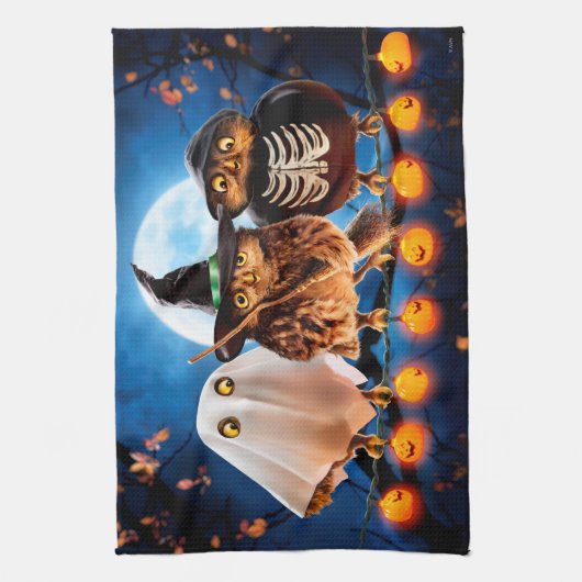 Halloween Owls Theedoek (Verticaal)
