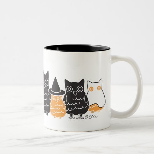 Halloween Owls Tweekleurige Koffiemok (Rechts)