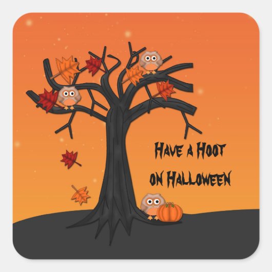 Halloween Owls Vierkante Sticker (Voorkant)