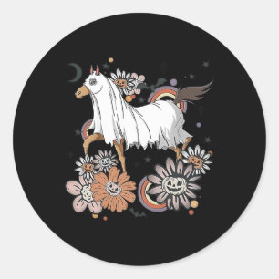 Halloween Paardenkostuum Ghost Boo Pumpkin Spooky  Ronde Sticker