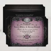 Halloween Paars Black Gothic Wedding RecEPING Kaart (Voorkant / Achterkant)