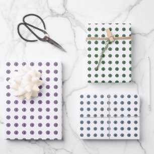Halloween Paars, Blue en Green Polka Dot Eyes Inpakpapier Vel
