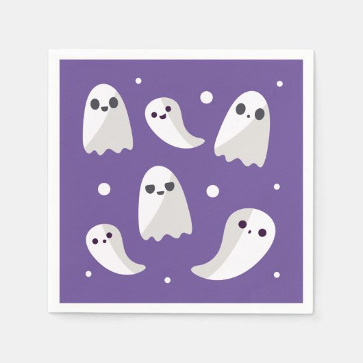 Halloween Paars Cute Ghost Patroon Servet (Voorkant)