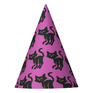 Halloween Paars en Knuffel Zwart Kat Patroon Feesthoedjes