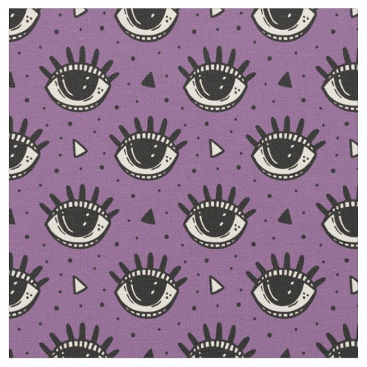 Halloween Paars Eyeball Patroon Stof (Close Up)