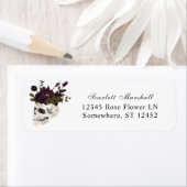 Halloween Paars Floral & Skull Return Address Etiket (Insitu)