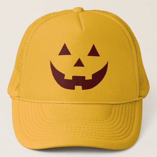 Halloween paars geel Jack o lantern pompoen Trucker Pet (Voorkant)