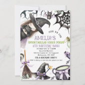 Halloween Paars Groen Kleine Heks Verjaardag  Kaart (Voorkant)