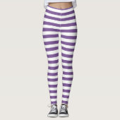 Halloween Paars, White Stripe Leggings (Voorkant)